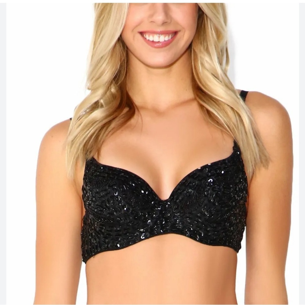 Iheartraves Black Sequin Bra Small